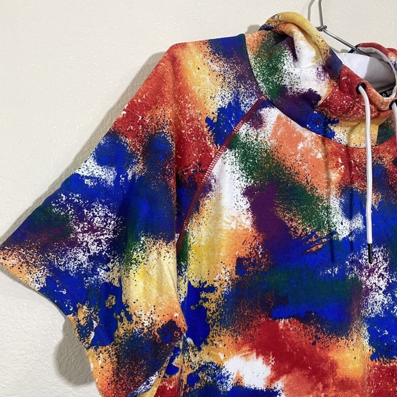 REEBOK Hoodie Unisex Size 2XL Rainbow Pullover Short Sleeve - Picture 3 of 9